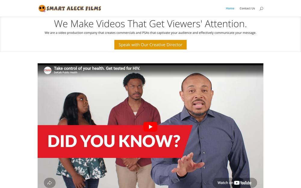 Smart Aleck Films website preview
