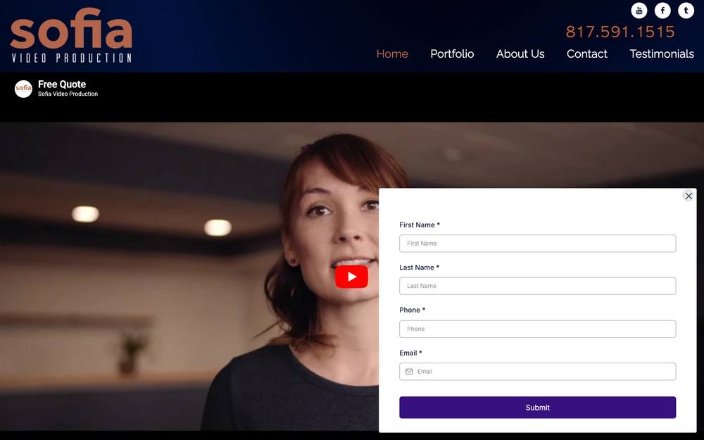 Sofia Video Production website preview