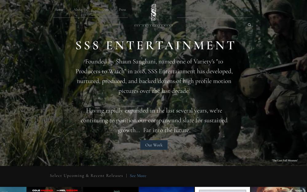 SSS Entertainment website preview
