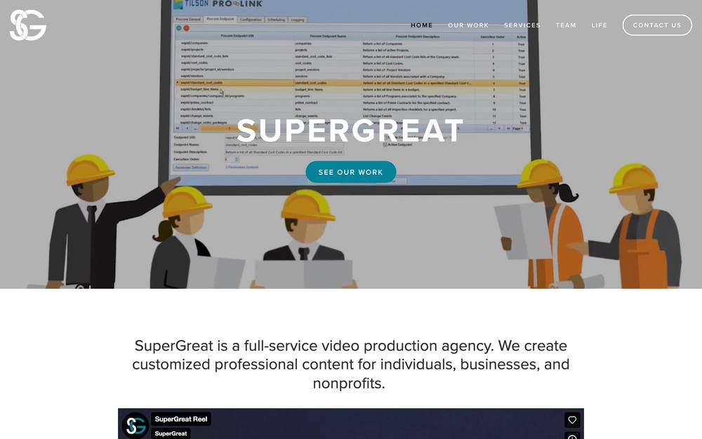 SuperGreat Video website preview