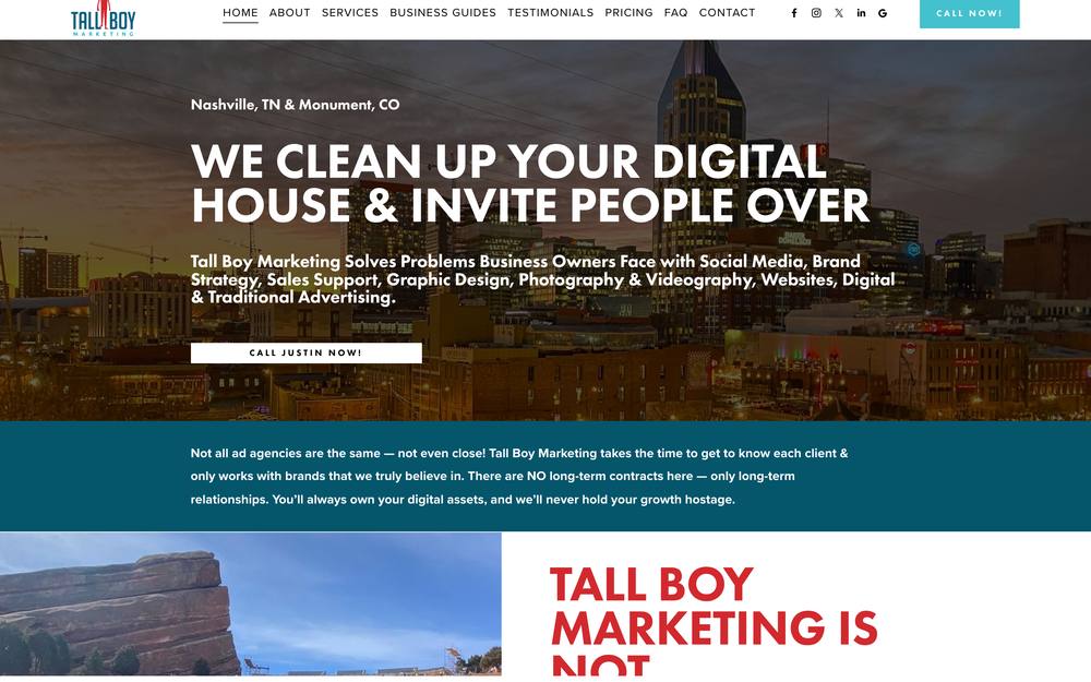 Tall Boy Marketing website preview