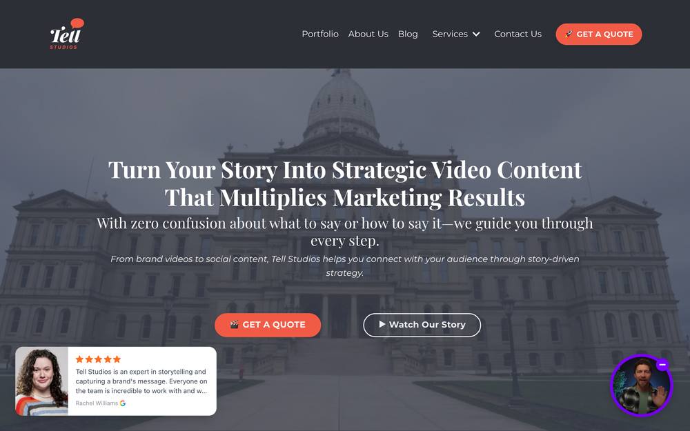 Tell Studios website preview