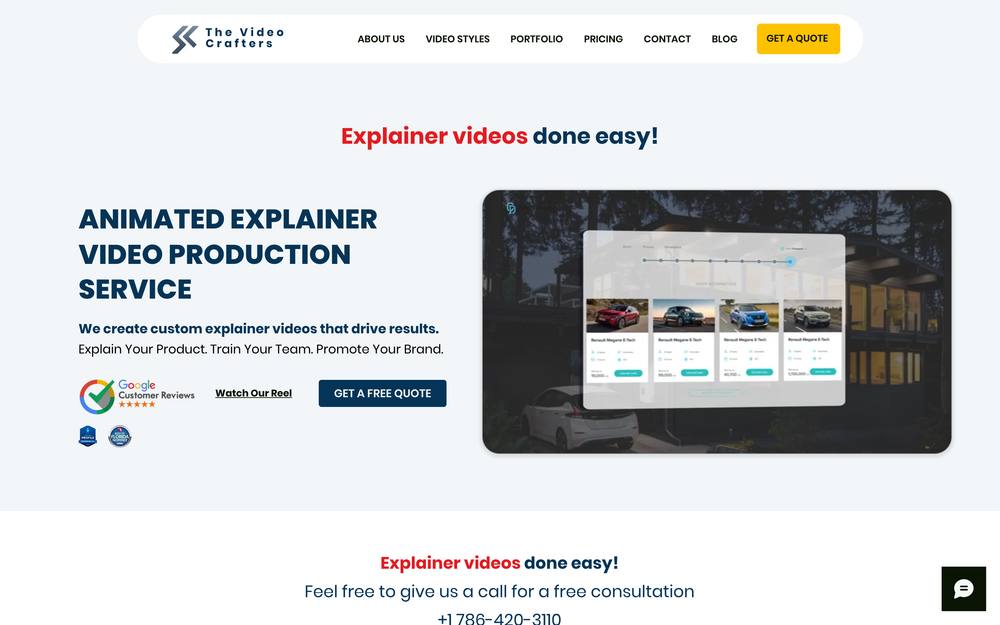 The Video Crafters website preview