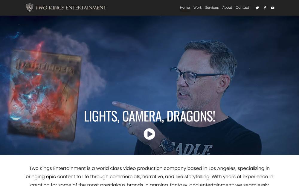 Two Kings Entertainment website preview