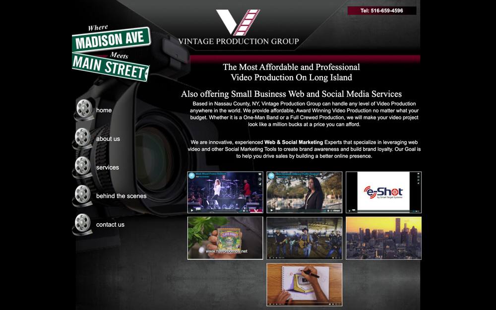 Vintage Production Group website preview