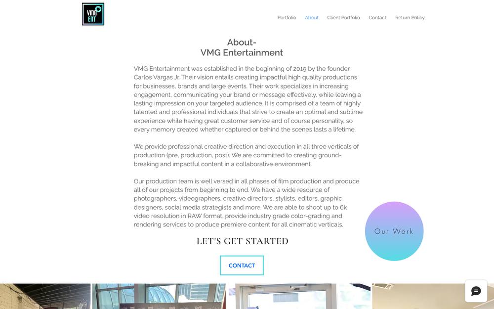 VMG Entertainment website preview