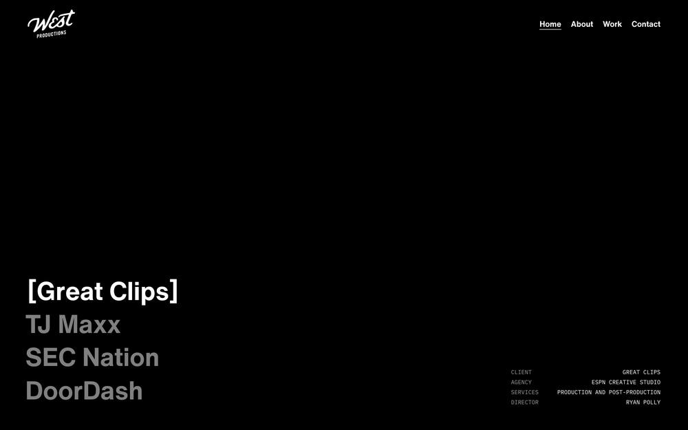 West Productions website preview