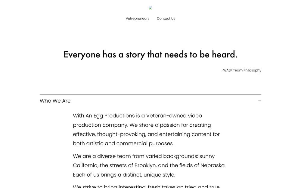 With An Egg Productions website preview